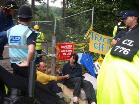 pic frack off people superglued Balcombe 31 july 2013